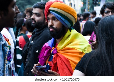 New Delhi, India - Nov 24, 2019 Delhi queer pride parade 2019 with LGBTQ community members and supporters. Delhi pride parade is organized every year to recognize LGBTQ rights in India