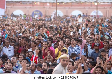 New Delhi, India- Nov 8 2019: overcrowded or large gathering  during Dussehra ceremony on Vijayadashami at Dwarka Ramleela Ground