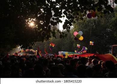 New Delhi, India - November 12, 2019 - People Participating In Pride Parade March For LGBTQ+ People In New Delhi, India.