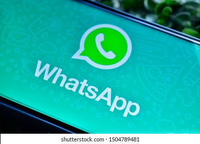 New Delhi, India - September 08, 2019:Close Up Of  Whats App Application Logo On Mobile Phone