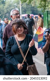 New Delhi, India-Dec 11 2013: LGBT Activists And Supporters Protest After Supreme Court Upholds Section 377 Of IPC, Rules Gay Sex Is Illegal At Jantar Mantar