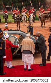 New Delhi, India-Feb 20, 2019: PM Narendra Modi Greats President Ram Nath Kovind At The Presidential Palace In Delhi.