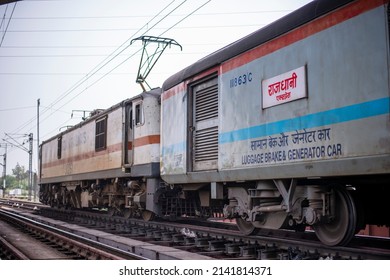 New Delhi, India-July 4 2014: An Rajdhani Express On The Way,  Train In Delhi