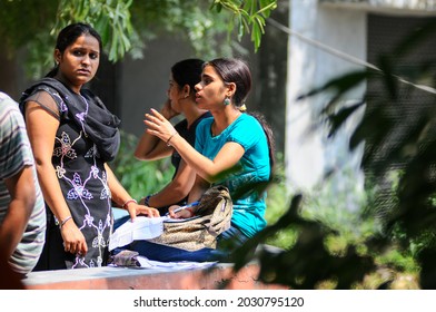 New Delhi, India-sep 1 2019: Female Student Filling Admission Form At The Indira Gandhi National Open University (IGNOU), Central Open Learning University Located At Maidan Garhi, New Delhi, India.