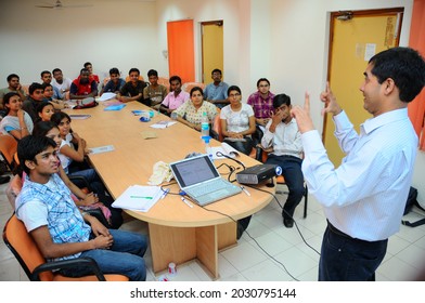 New Delhi, India-Sep 1 2019: Students Attending English Class In Campus Of The Indira Gandhi National Open University (IGNOU), Central Open Learning University Located At Maidan Garhi, New Delhi, 