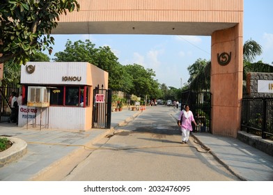 New Delhi, India-sep 1 2019: Main Gate Of  The Indira Gandhi National Open University (IGNOU), Central Open Learning University Located At Maidan Garhi, New Delhi, India