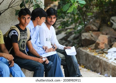 New Delhi, India-Sep 1 2019: Students Sitting In Queue Coming For Admission At The Indira Gandhi National Open University (IGNOU), Central Open Learning University Located At Maidan Garhi, New Delhi