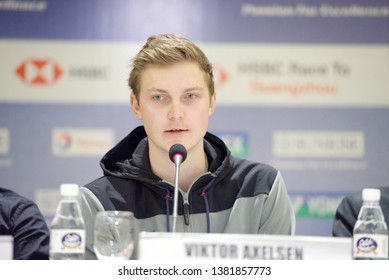 NEW DELHI - MARCH 25, 2019. Viktor Axelsen Of Denmark At The Press Conference During The YONEX-SUNRISE India Open 2019 Preview.