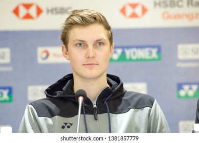 NEW DELHI - MARCH 25, 2019. Viktor Axelsen Of Denmark At The Press Conference During The YONEX-SUNRISE India Open 2019 Preview.