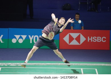 NEW DELHI - MARCH 28, 2019. Viktor Axelsen Of Denmark In Action In The Second Round At Yonex Sunrise India Open 2019 In New Delhi.