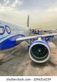 New Delhi: May 2018: Indigo Airlines Airplane Boarding At Delhi Airport.