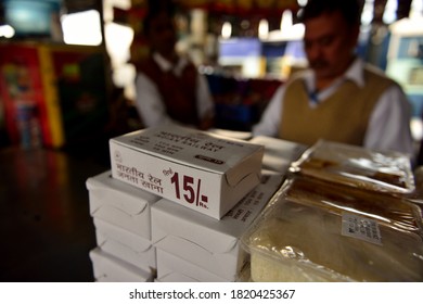 New Delhi/India- Feb 23 2020 :  New Delhi Railway Station Packed Food Called People Food For Sale At Food Stall.