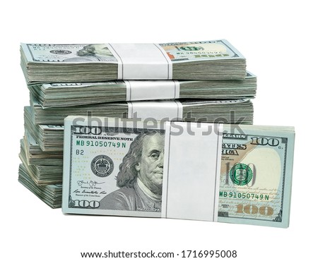 New design dollar bundles isolated on white background. Including clipping path	