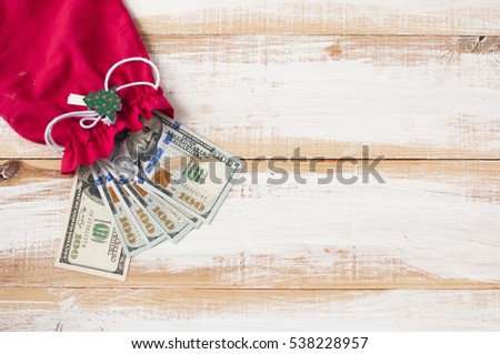 new design of hundred dollar bills in a New Year's bag. Free space for text. Stock photo © 