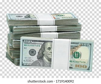 New design US 100 American dollar bundles on isolated  background. Including clipping path	 - Shutterstock ID 1719140092