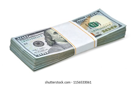 New design US Dollar bills bundle isolated on white background including clipping path. - Shutterstock ID 1156533061
