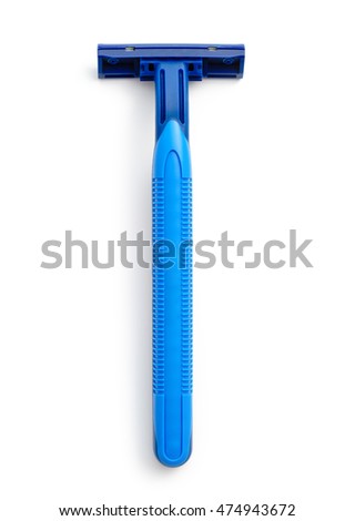 New disposable razor blade, on white background, isolated