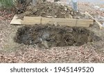 New dug grave plot in graveyard 
