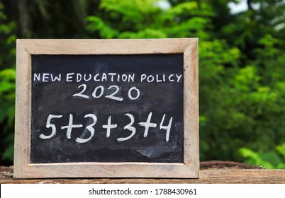 New Education Policy & Its Structure Written On Chalkboard, India's New Education Policy