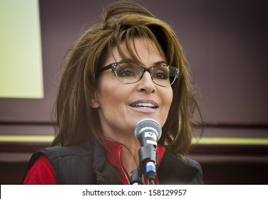 NEW EGYPT, NEW JERSEY/USA  OCTOBER 12: Former Alaska Governor And Political Superstar Sarah Palin At The Tea Party Rally For Steve Lonegan On October 12 2013 In New Egypt New Jersey.