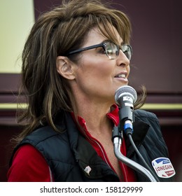 NEW EGYPT, NEW JERSEY/USAOCTOBER 12: Former Alaska Governor And Political Superstar Sarah Palin At The Tea Party Rally For Steve Lonegan On October 12 2013 In New Egypt New Jersey.