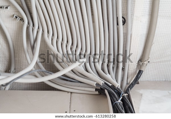 New Electrical Wiring Built Suspended Ceiling Stock Photo Edit