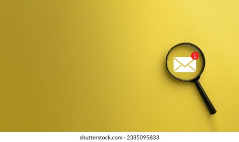 New email notification,Email incoming,New massage,new message,unread email concept.,Magnify glass focus on Email Notification icon idea for business,technology,social media. - Powered by Shutterstock