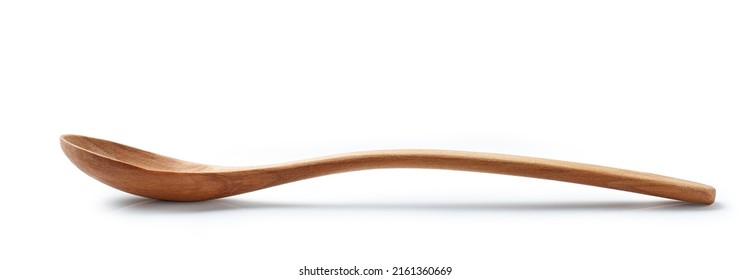 New Empty Wooden Spoon Isolated On White Background, Front View