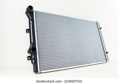 New Engine Cooling Radiator Is On White Background 