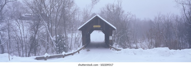 New England Covered Bridge In Winter