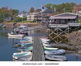 New England Fishing Village Outdoor Seafood Restaurant Tourist Destination, Perkins Cove Ogunquit Maine USA, July 10, 1989