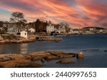New England style houses on Stonington Bay, Maine