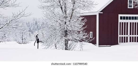 New England Winter Scene From Londonderry, New Hampshire.