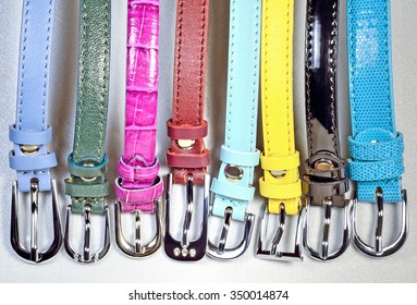 new fashion colorful leather straps photographed are on the table