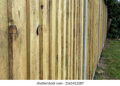 New Fence Installation With Concrete Posts And Wooden Panels