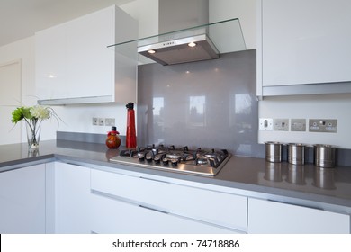 New Fitted Kitchen With Built In Gas Hob And Extractor