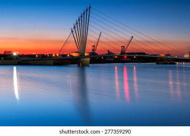 New Footbridge over the Manchester Ship Canal in Salford Quays, Manchester, England.