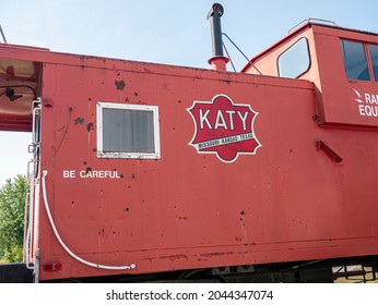 New Franklin, MO United States Of America - September 13th, 2021 : Detail View Of Katy Caboose Parked In New Franklin, Near Converted Rail Depot On The Katy Trail.