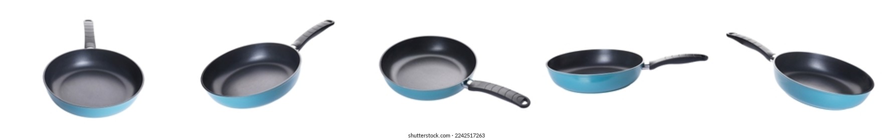 New frying pan isolated on a white background. - Shutterstock ID 2242517263