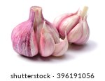 new garlic on white background 