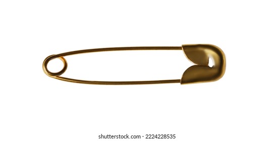 New Golden Safety Pin Isolated On White