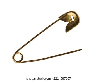 New Golden Safety Pin Isolated On White