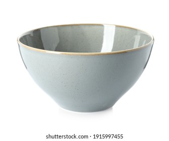 New Grey Ceramic Bowl Isolated On White