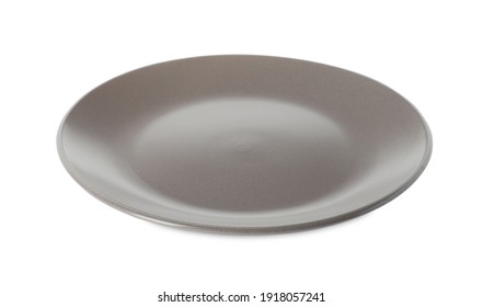 New Grey Ceramic Plate Isolated On White