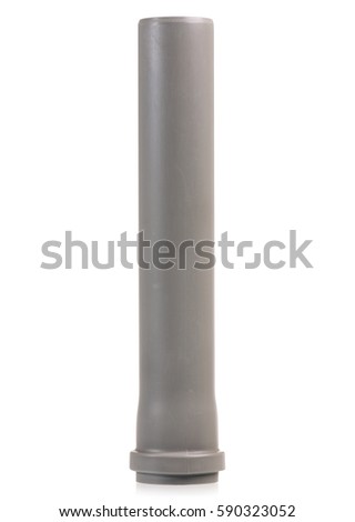 New grey drain pipe, isolated on white background