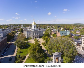 New Hampshire State House aerial view, Concord, New Hampshire NH, USA. New Hampshire State House is the nations oldest state house, built in 1816 - 1819.