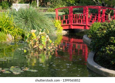 New Hanover Arboretum Wilmington NC. Red Bridge Pond.