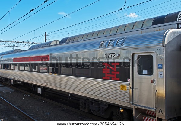 New Haven, Connecticut\
- October 8 2021: a carriage belonging to the Connecticut\
Department of Transportation sits at the platform at New Haven\
Union railroad station.