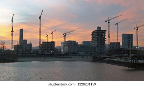 The New Headquarters Of An Oil Company Is Built In South Of Budapest, Hungary