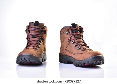 New Hiking Boots On White Background